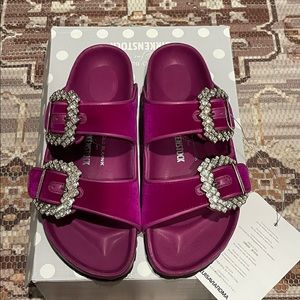 Manolo Blahnik x Birkenstock Crystal Arizona Sandals - New With Tags